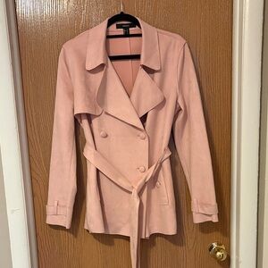 Forever 21 Blush Pink Faux Suede Trench Coat
